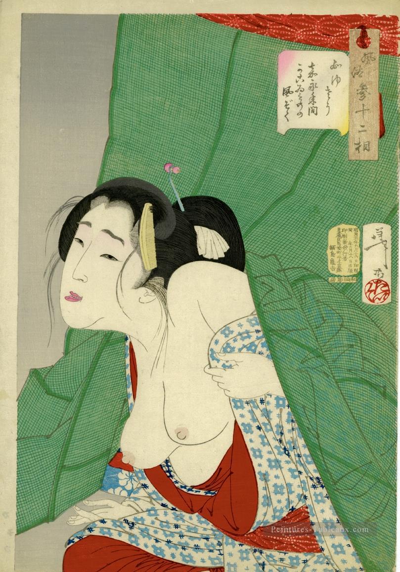 l’apparition d’une femme gardée de l’ère Kaei Tsukioka Yoshitoshi belles femmes Peintures à l'huile